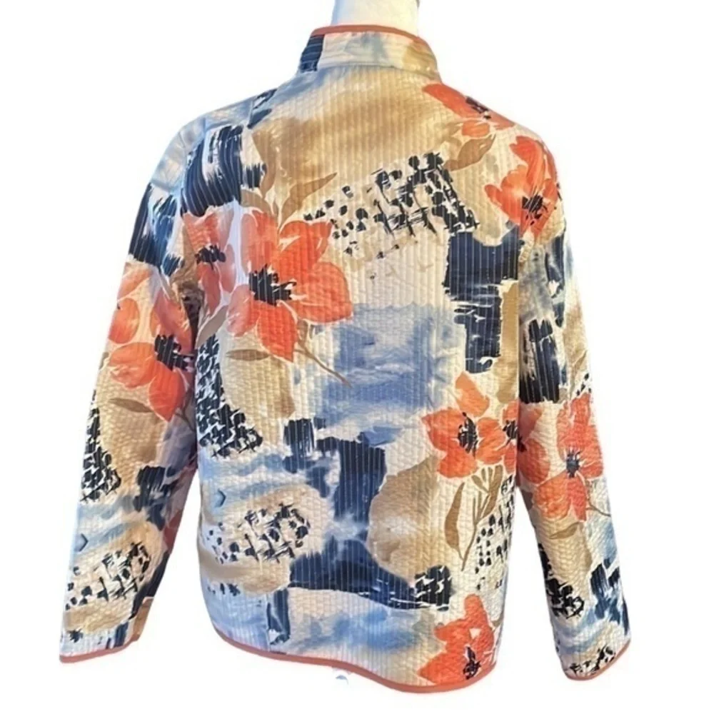 NWOT‎ Alfred Dunner Jacket Tangerine Flowers Design Size 8P